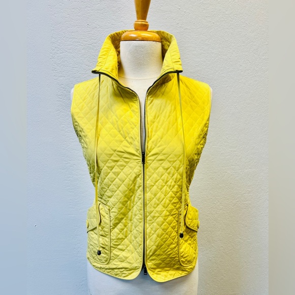 Carlisle women’s vest size 4 quilted chartreuse, yellow with pockets full zipper - Picture 4 of 7
